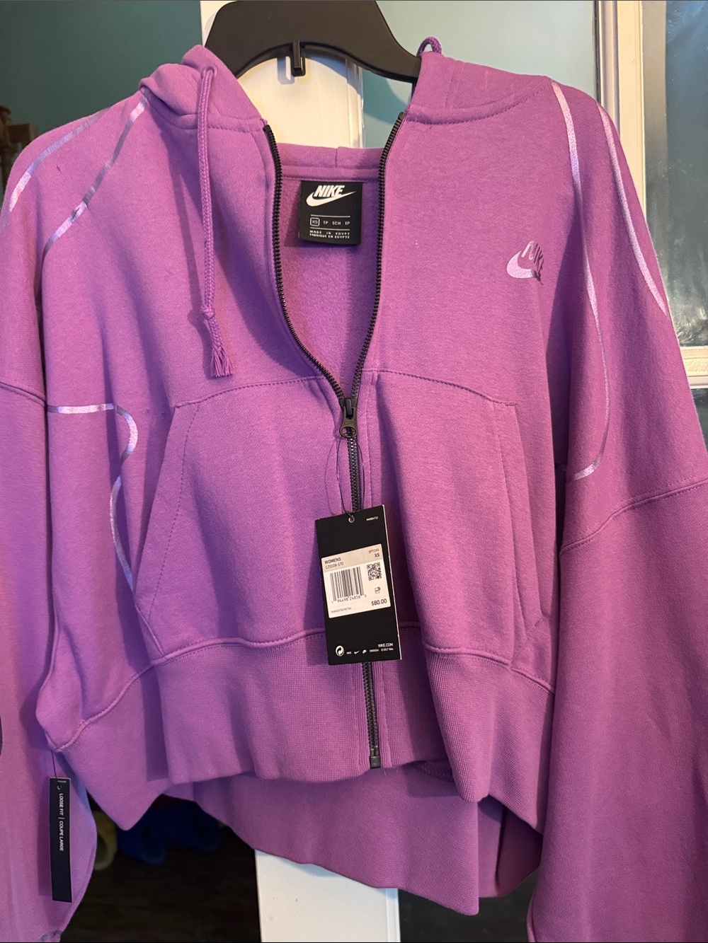 Women’s XS Nike Purple Cropped Zip Hoodie Jacket